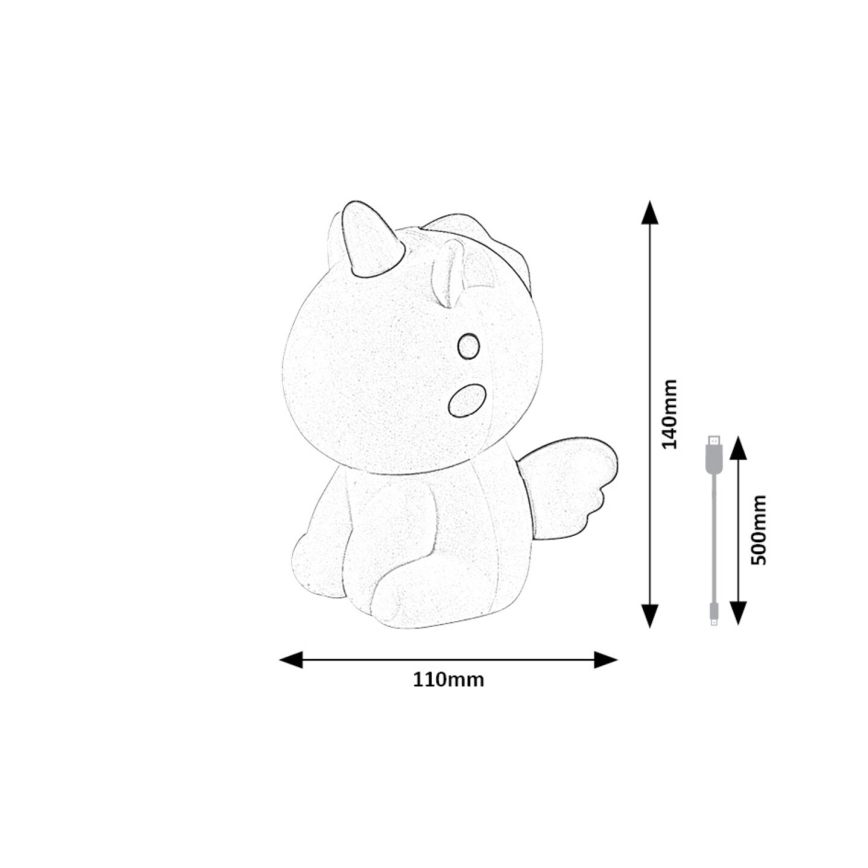 Rabalux - LED RGB Himmennettävä kosketus ladattava lasten pieni lamppu LED/0,45W/5V