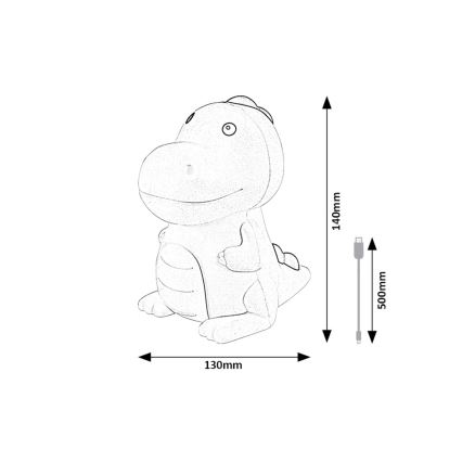 Rabalux - LED RGB Himmennettävä kosketus rechargeable children's pieni lamppu LED/0,45W/5V