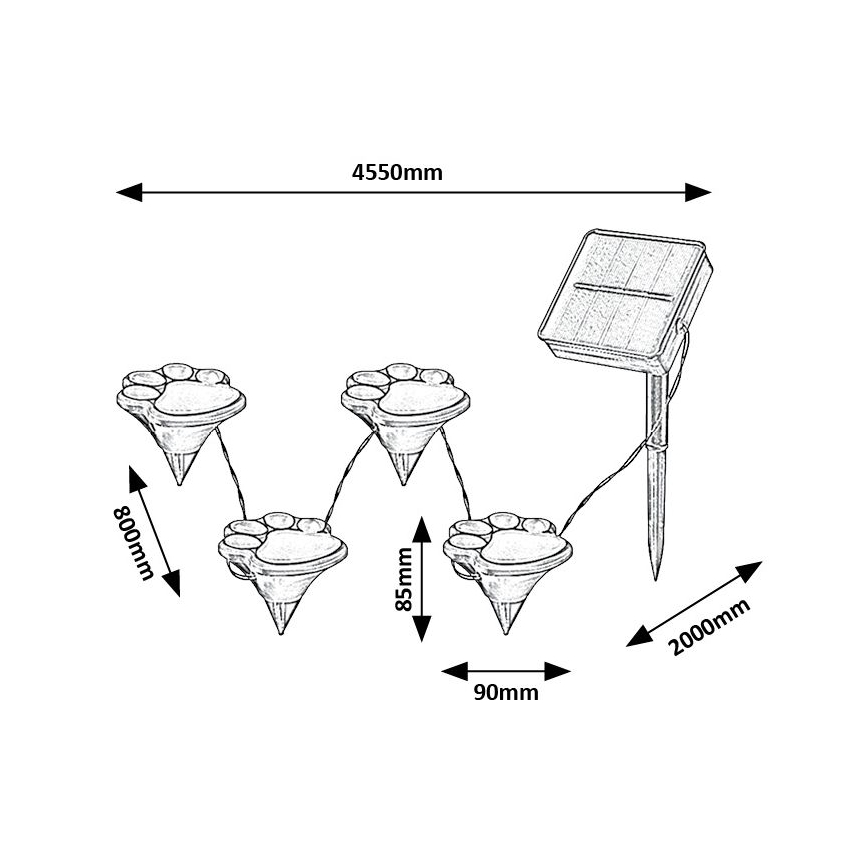 Rabalux - LED aurinkovalaisin 4xLED/0,06W/1,2V IP44 600 mAh