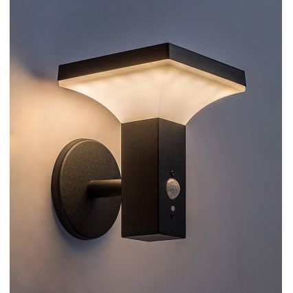 Rabalux - LED aurinkokennoseinävalaisin sensorilla LED/4W/230V IP44 musta 2200 mAh