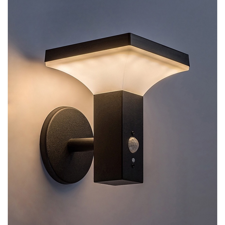 Rabalux - LED aurinkokennoseinävalaisin sensorilla LED/4W/230V IP44 musta 2200 mAh