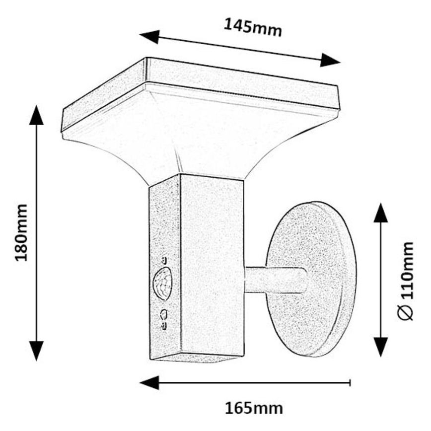 Rabalux - LED aurinkokennoseinävalaisin sensorilla LED/4W/230V IP44 musta 2200 mAh