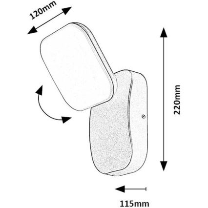 Rabalux - LED ulkovalaisin joustava LED/12W/230V IP44 musta