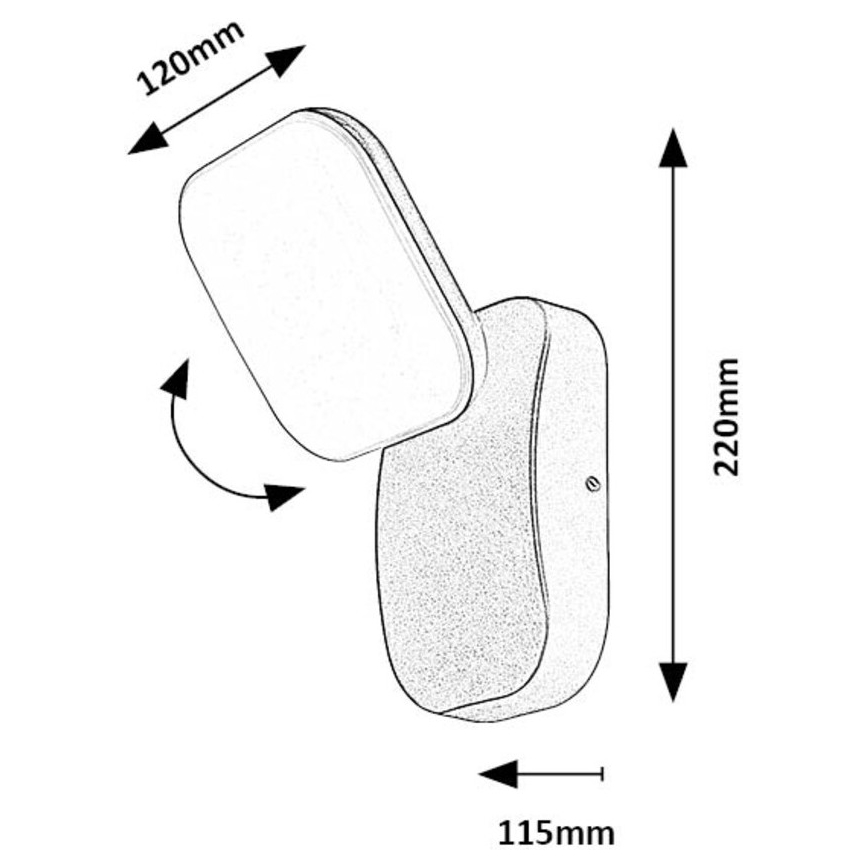 Rabalux - LED ulkovalaisin joustava LED/12W/230V IP44 musta