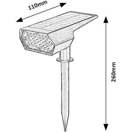 Rabalux - LED aurinkovalaisin LED/0,5W/3,7V IP65 musta 3000 mAh