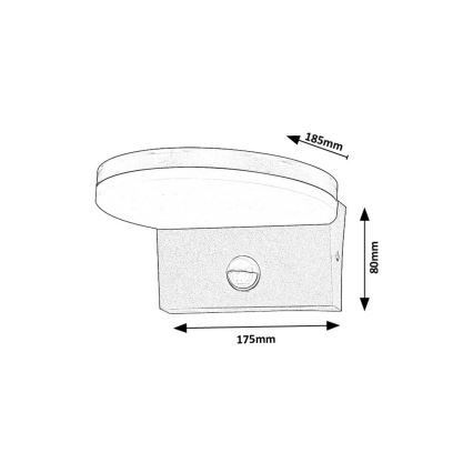 Rabalux - LED Ulkovalo anturilla LED/9W/230V 2700/4000/6500K IP54 musta
