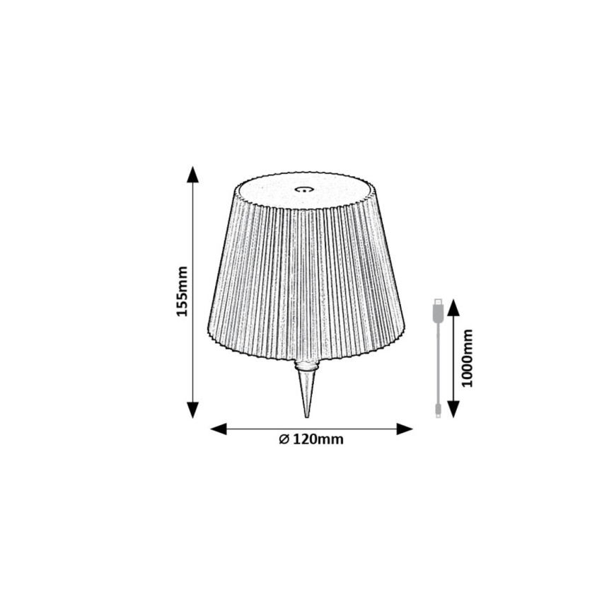 Rabalux - LED ladattava ja himmennettävä pullonvarjostin LED/2W/5V 2000 mAh IP44