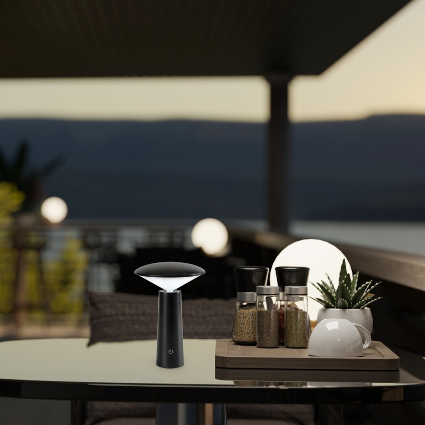 Rabalux - LED Himmennettävä ladattava kosketuspöytävalaisin POLPERRO LED/3W/3,7V 1200mAh musta