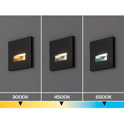 Rabalux - LED-porrasvalaisin LED/1W/230V 3000/4500/6500K musta