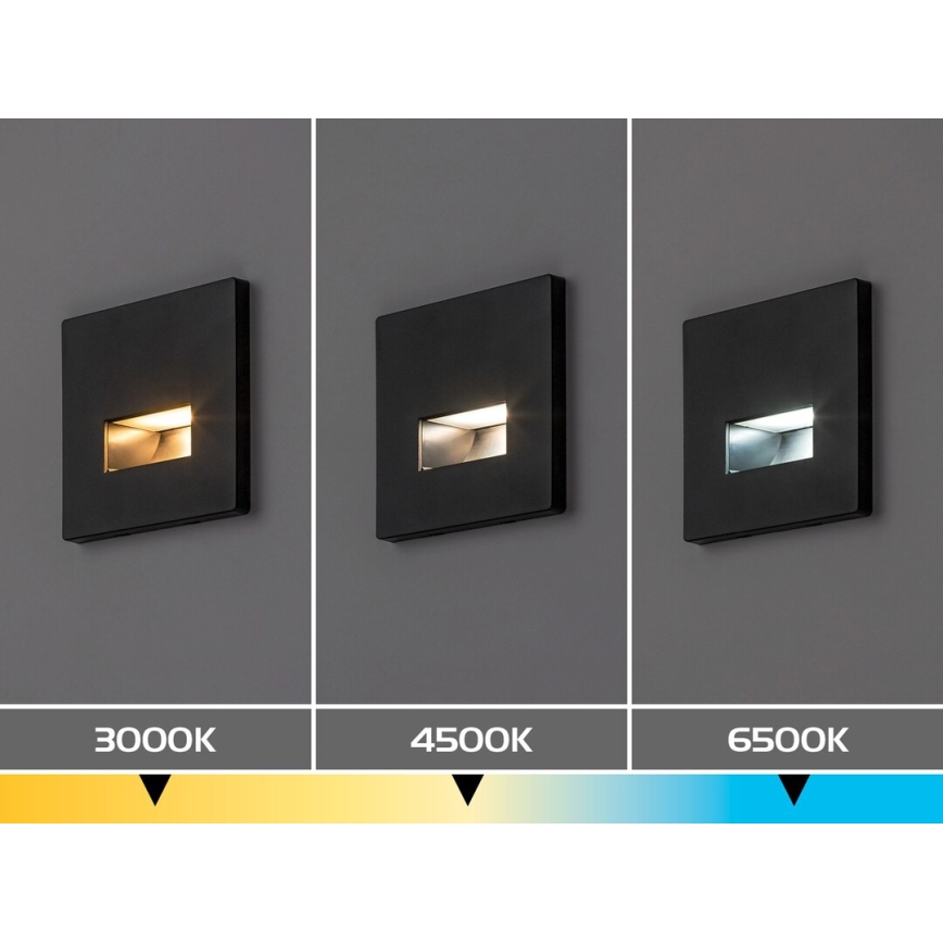 Rabalux - LED-porrasvalaisin LED/1W/230V 3000/4500/6500K musta