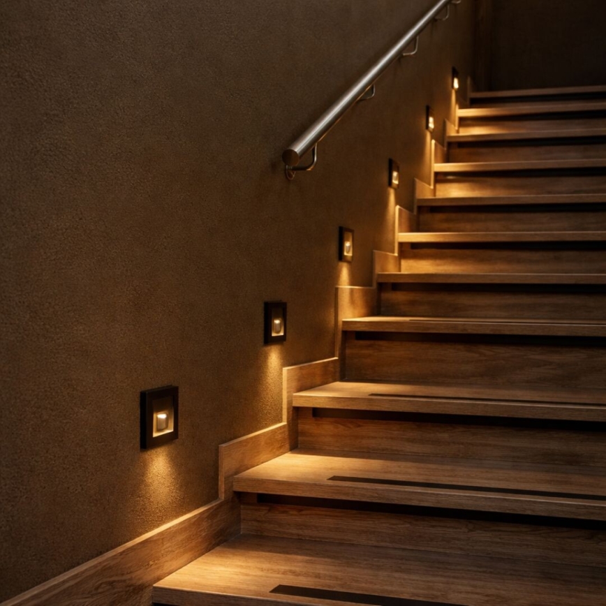 Rabalux - LED-porrasvalaisin liiketunnistimella ja hämäräkytkimellä LED/1W/230V 3000/4500/6500K musta