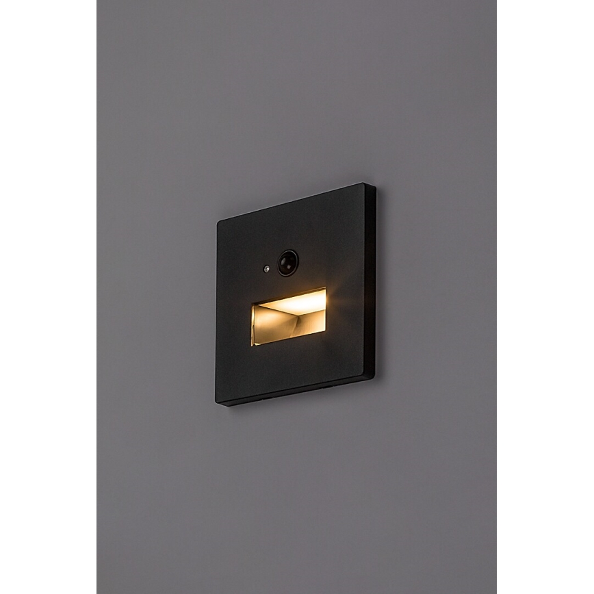 Rabalux - LED-porrasvalaisin liiketunnistimella ja hämäräkytkimellä LED/1W/230V 3000/4500/6500K musta