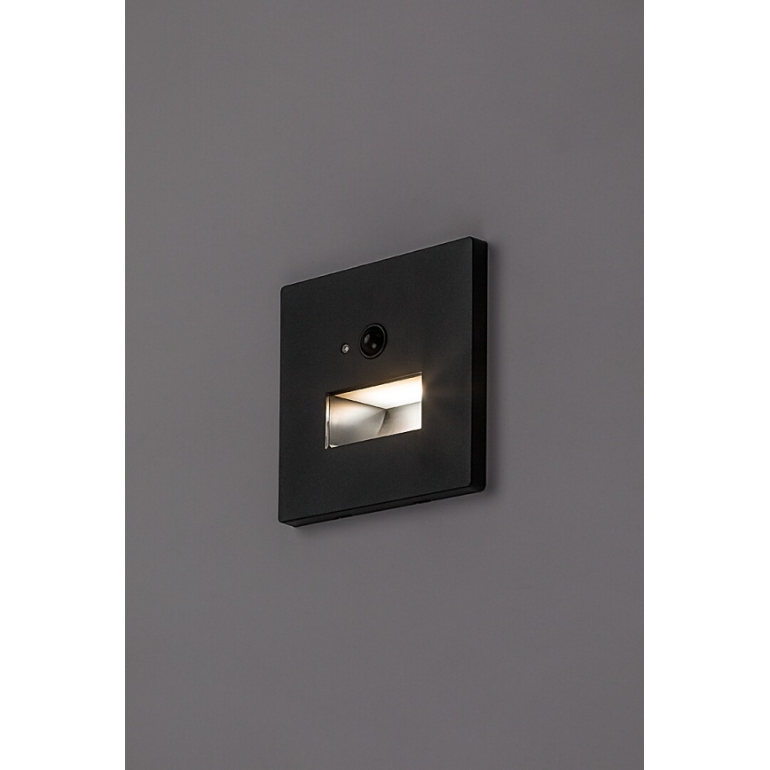 Rabalux - LED-porrasvalaisin liiketunnistimella ja hämäräkytkimellä LED/1W/230V 3000/4500/6500K musta
