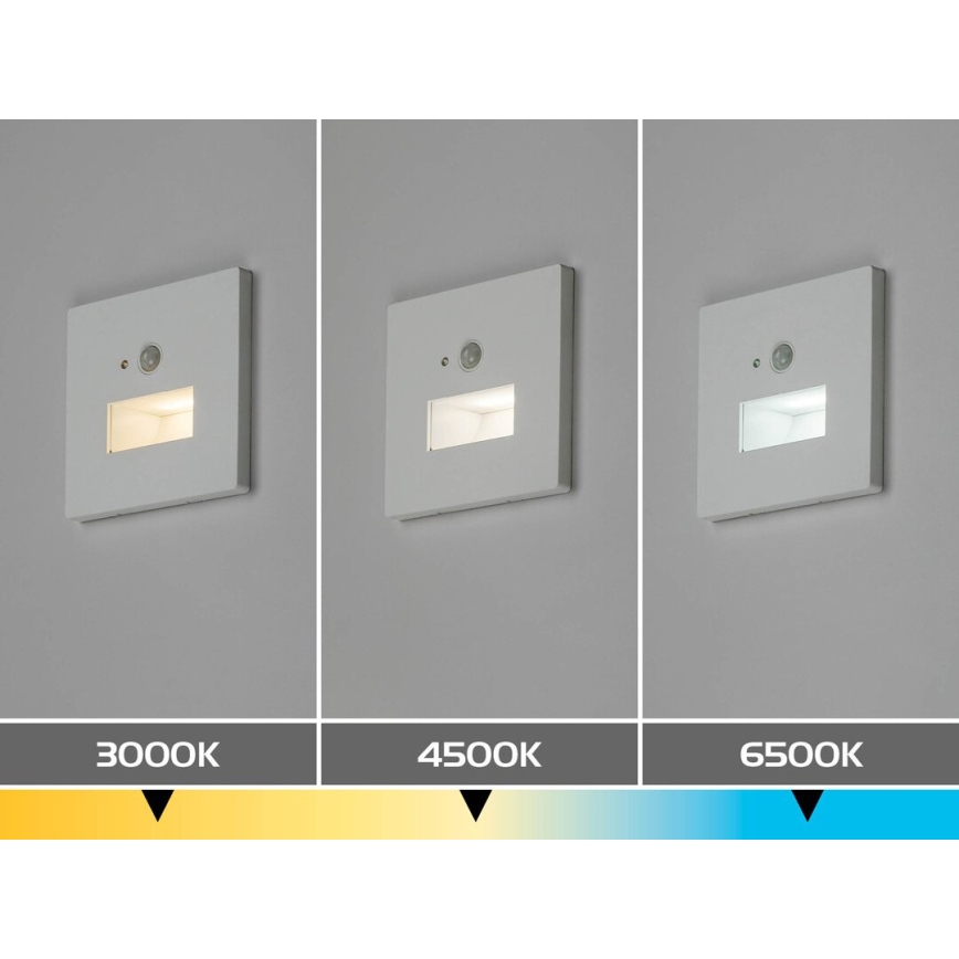 Rabalux - LED porrasvalaisin liiketunnistimella ja hämäräkytkimellä LED/1W/230V 3000/4500/6500K valkoinen