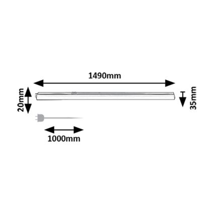 Rabalux - Keittiökaappien alla oleva LED-valo LED/20W/230V 3000/4000K musta