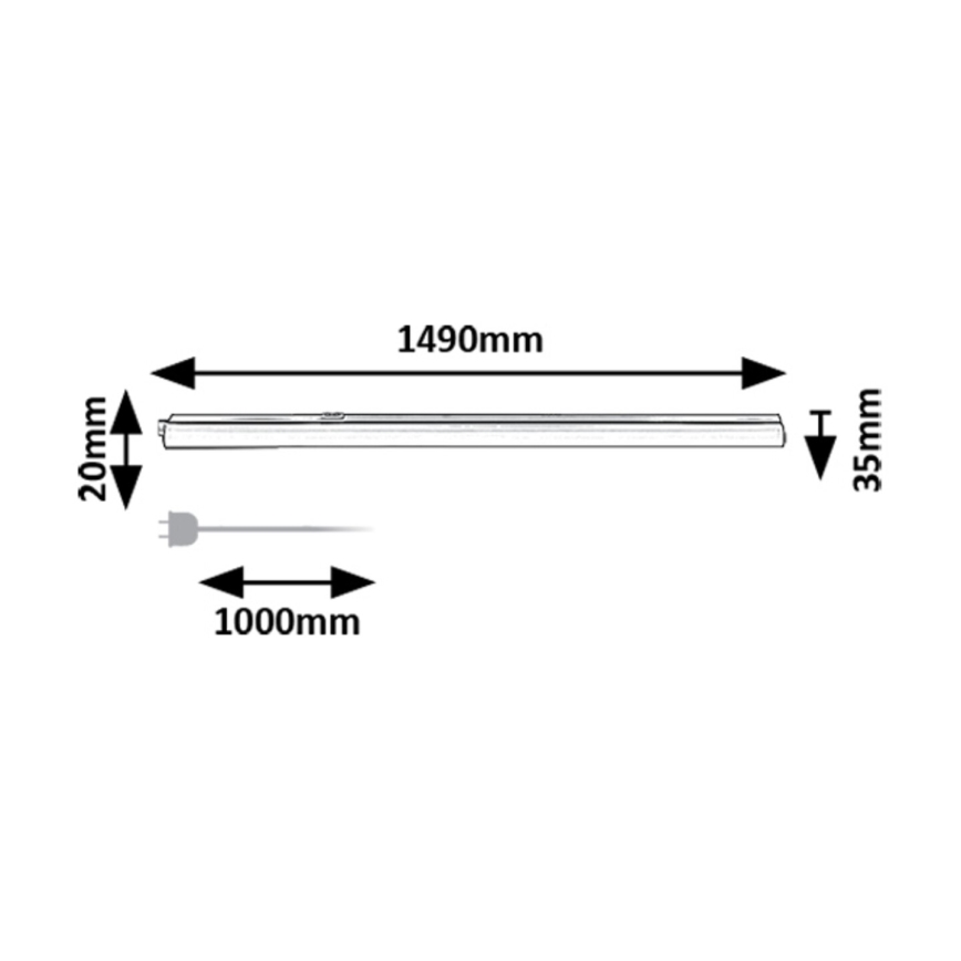 Rabalux - Keittiökaappien alla oleva LED-valo LED/20W/230V 3000/4000K musta