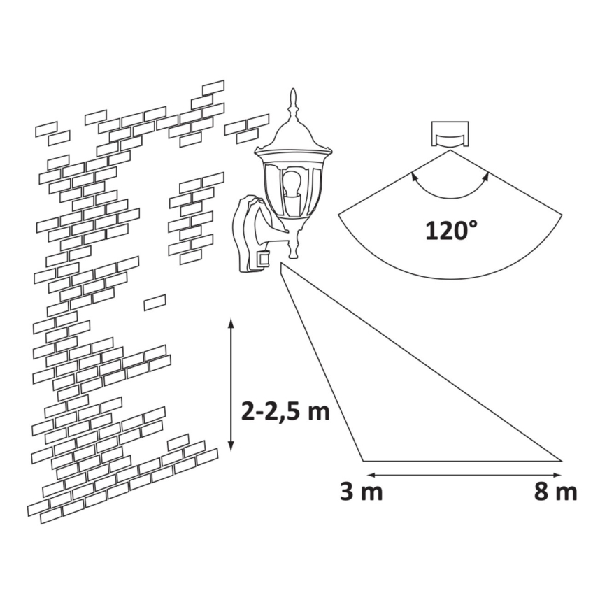 Rabalux - Ulkovalo anturilla 1xE27/60W/230V