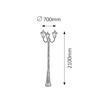 Rabalux - Ulkovalaisin 3xE27/60W/230V 210 cm