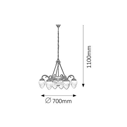 Rabalux - Kattokruunu ketjussa 6xE14/40W+2xE27/60W