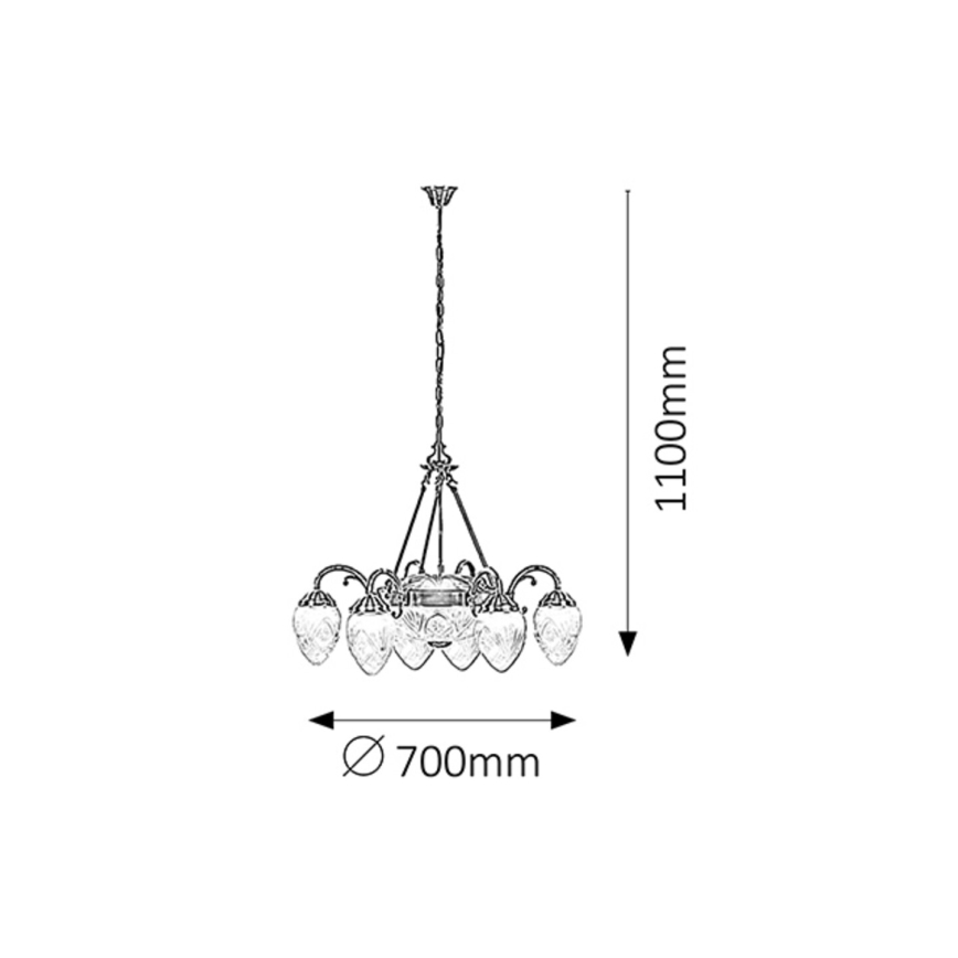 Rabalux - Kattokruunu ketjussa 6xE14/40W+2xE27/60W