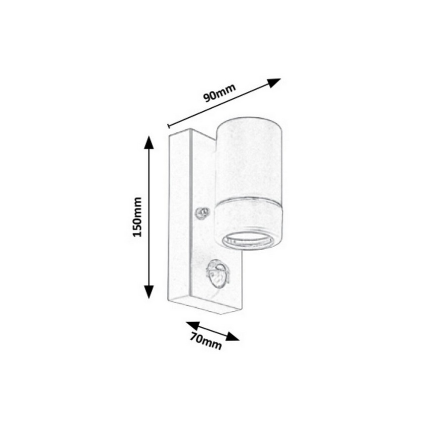 Rabalux - Ulkoseinävalaisin anturilla 1xGU10/10W/230V musta IP44