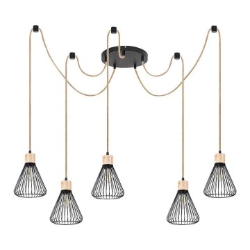 Rabalux - Kattokruunu johdossa 5xE27/40W/230V hämähäkki musta/pyökki