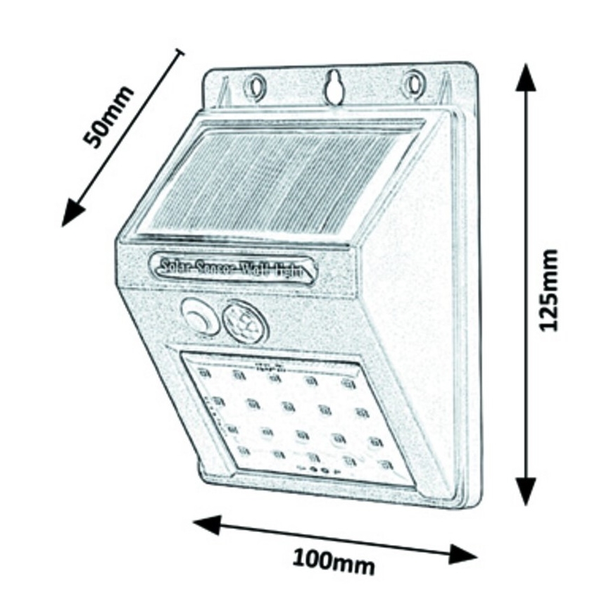 Rabalux - LED aurinkokennoseinävalaisin anturilla IP44 1200 mAh