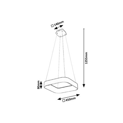 Rabalux - LED himmennettävä kattokruunu johdolla LED/28W/230V neliö 3000-6000K + kaukosäädin