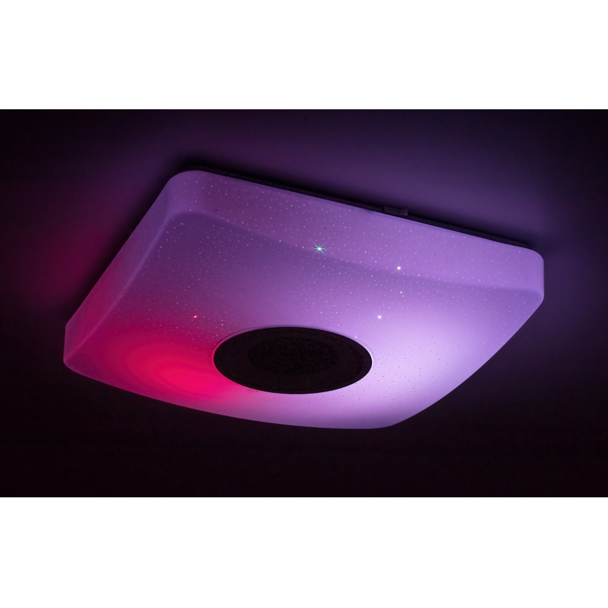 Rabalux - LED RGB himmennettävä kattovalaisin kaiuttimella LED/18W/230V 3000-6000K Bluetooth + kaukosäädin 36,5x36,5 cm