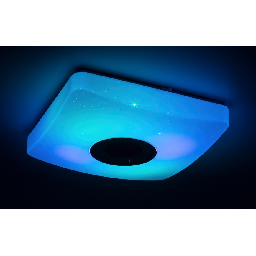 Rabalux - LED RGB himmennettävä kattovalaisin kaiuttimella LED/18W/230V 3000-6000K Bluetooth + kaukosäädin 36,5x36,5 cm