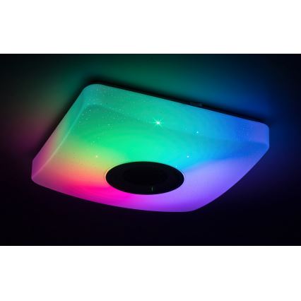 Rabalux - LED RGB himmennettävä kattovalaisin kaiuttimella LED/18W/230V 3000-6000K Bluetooth + kaukosäädin 36,5x36,5 cm
