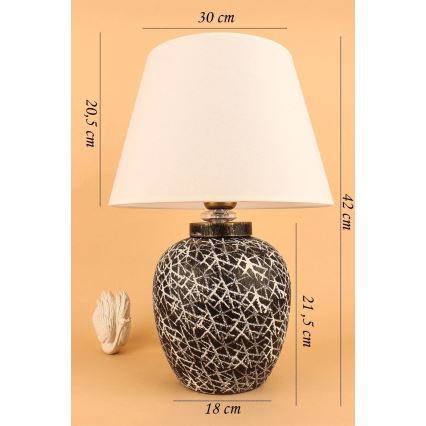 RAMZES-pöytälamppu 1xE27/40W/230V valkoinen/musta