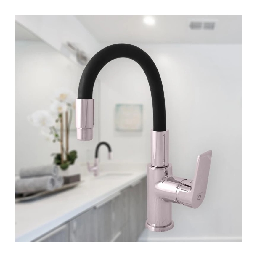 RAV Slezák CO119.0/15 - Keittiöhana joustavalla juoksuputkella COLORADO 25 cm musta/kiiltävä kromi