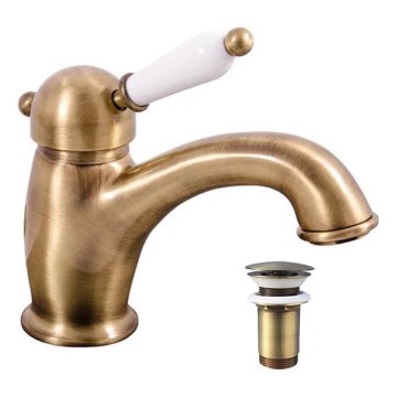 RAV Slezák L527.0SM - Pesuallashana + viemärisarja LABE RETRO 15 cm antiikkimessinki