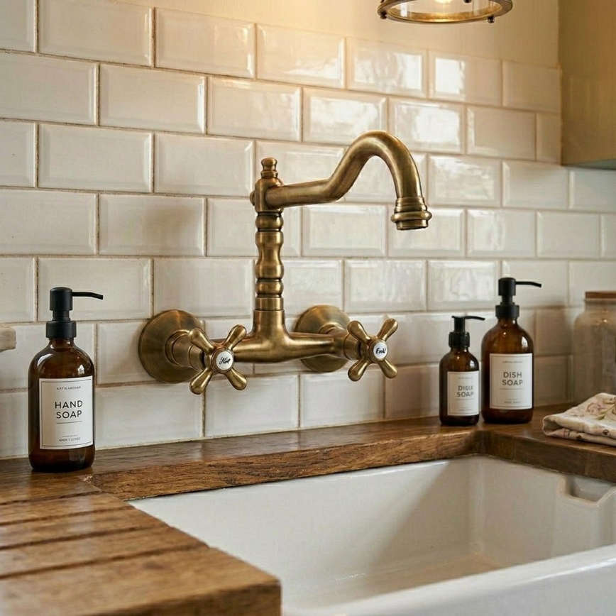 RAV Slezák MK102.5/28SM - Keittiö- ja pesualtaan hana MORAVA RETRO 16,8 cm antiikkimessinki