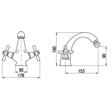 RAV Slezák MK143.0SM - bidehana + poistotulppa MORAVA RETRO 16 cm antiikkimessinki