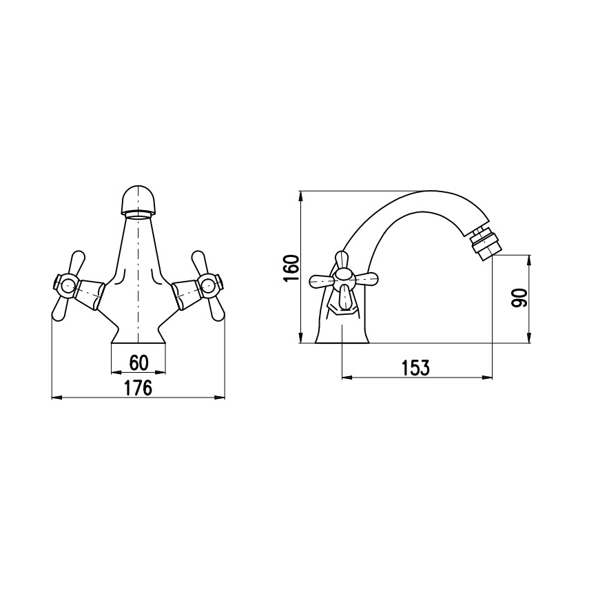 RAV Slezák MK143.0SM - bidehana + poistotulppa MORAVA RETRO 16 cm antiikkimessinki