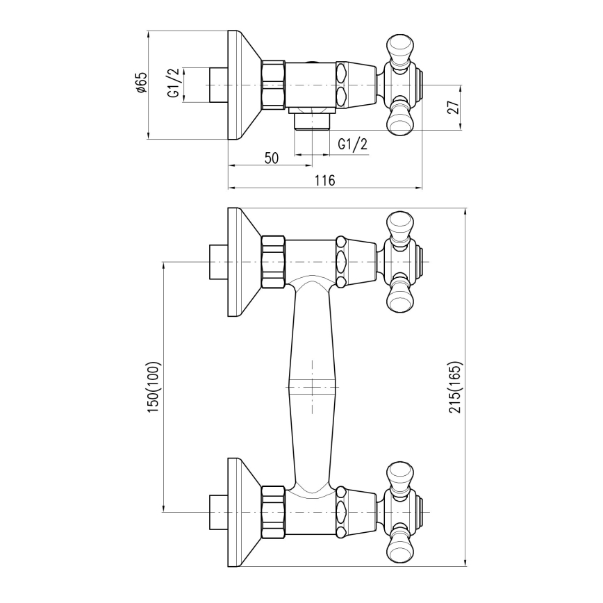 RAV Slezák MK180.5/2CMATSM - Suihkusetti suihkusekoittimella MORAVA RETRO, musta/messinki