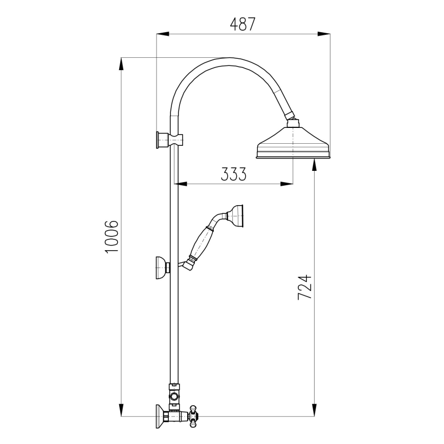 RAV Slezák MK181.5/3SM - Suihkusetti sekoittajalla MORAVA RETRO, antiikkimessinki