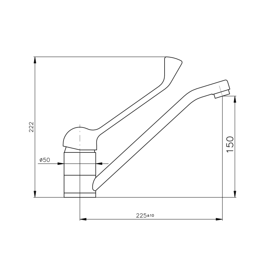 RAV Slezák MS605.0 - MISSISSIPPI 22,2 cm pesuallashana lääketieteellisellä vivulla, kiiltävä kromi