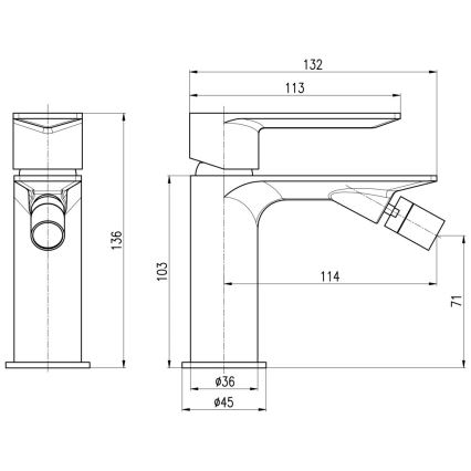 RAV Slezák NL144.0MGL - Bidet-sekoittaja NIL 13,6 cm kiiltävä harmaa