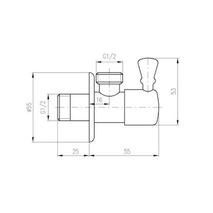 RAV Slezák RV0112Z - Kulmaventtiili RETRO kiiltävä kullanvärinen