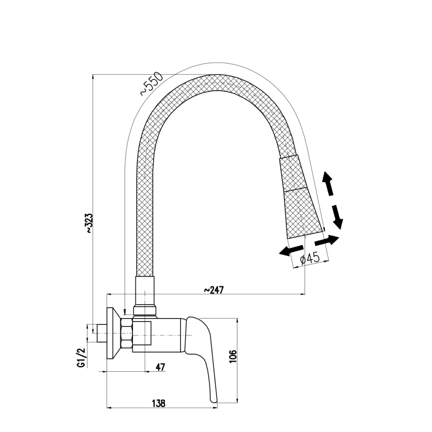 RAV Slezák SA002.5/13S - Keittiöhana SAZAVA 32,3 cm harmaa/kiiltävä kromi