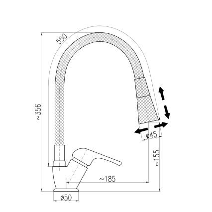 RAV Slezák SA006.0/13CB - Keittiöhana joustavalla juoksuputkella SAZAVA 35,6 cm valkoinen/kiiltävä kromi