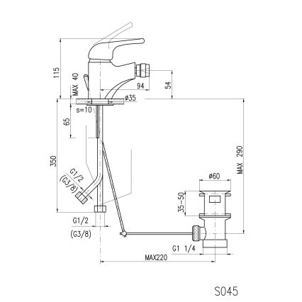 RAV Slezák SA045.0 - Bidehana + viemärisarja SAZAVA 11,5 cm kiiltävä kromi