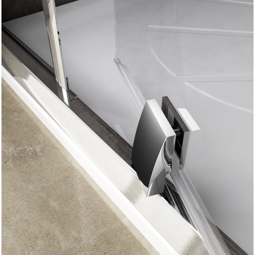 Ravak 37677U00Z1 - Kolmiosainen neljänneksen muotoinen suihkukaappi PIVOT 90x90 cm satiinilasi