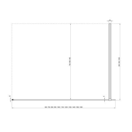 Ravak GW9WA030SZ1 - Walk-in-suihkutila 100x200 cm musta