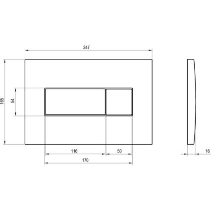Ravak X01456 - UNI-huuhtelupainike 24,7 x 16,5 cm mattakromi
