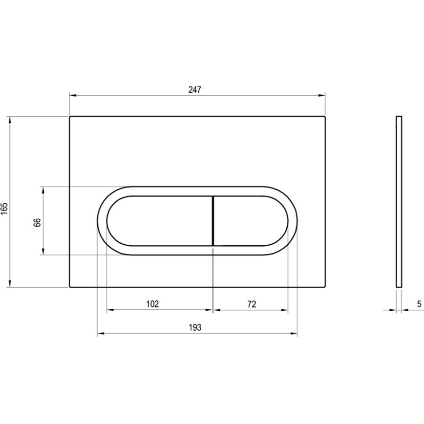 Ravak X01797 - Huuhtelupainike 24,7x16,5 cm CHROME musta