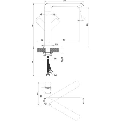 Ravak X070125 - Pesuallas/tiskialtaan hana FLAT 26,2 cm kiiltävä kromi
